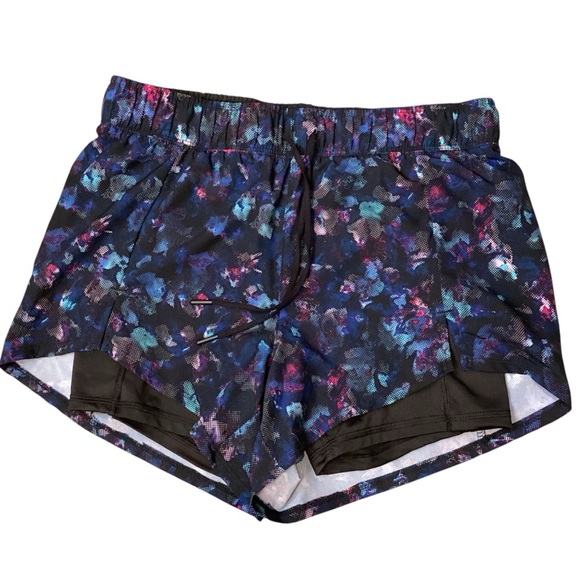 Avia Breathable Running Shorts Blue Multicolor Mosaic, 2 in 1 Size Medium 8-10 - Picture 1 of 7